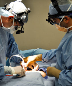 Facial Plastic Surgeon Babak Azizzadeh, MD and fellow extracting fat for facial fat transfer procedure